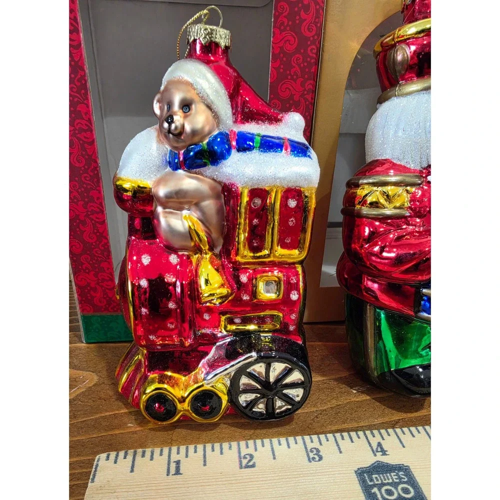 VTG Hand Crafted Blown Glass Hand Painted Christmas Ornaments Set of 4